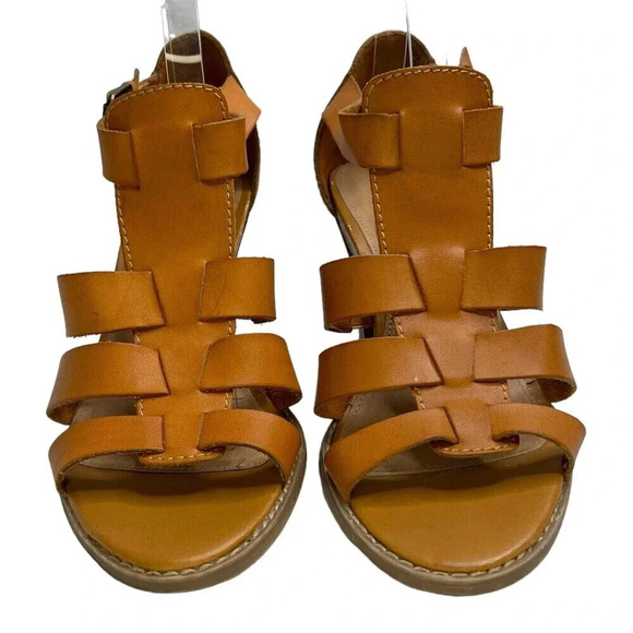 Lane Bryant Strappy Caged Heeled Sandals Cognac Brown Leather Sz. 11w - Picture 3 of 13
